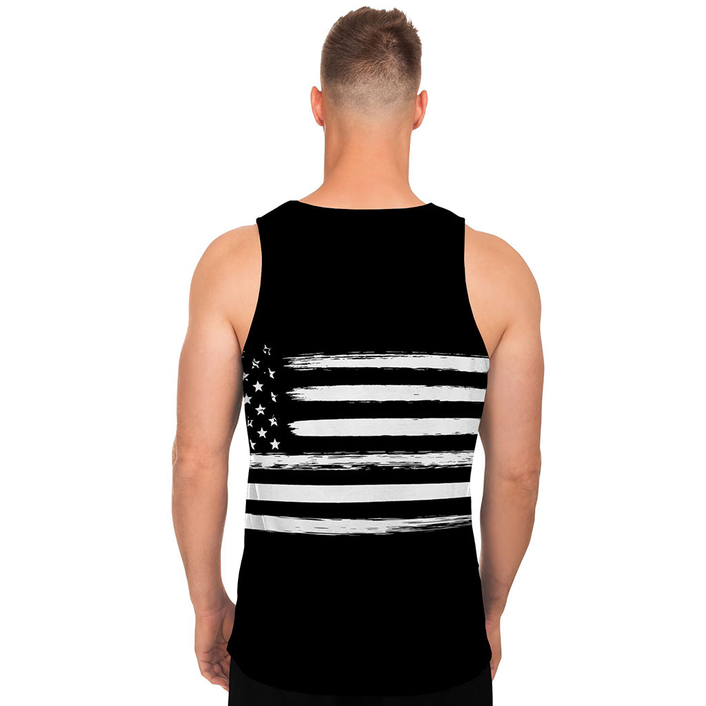 Black And White USA Flag Print Men's Tank Top
