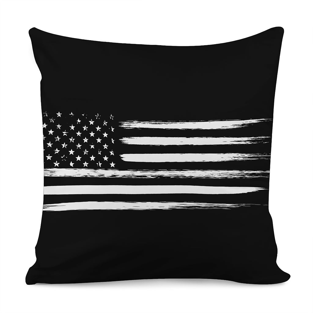 Black And White USA Flag Print Pillow Cover