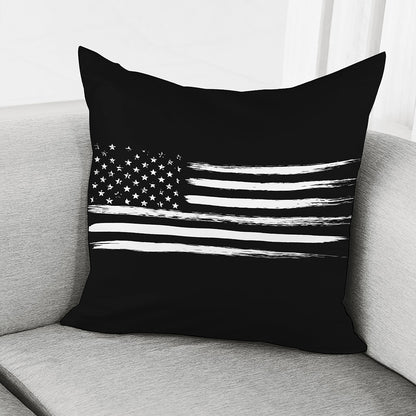 Black And White USA Flag Print Pillow Cover