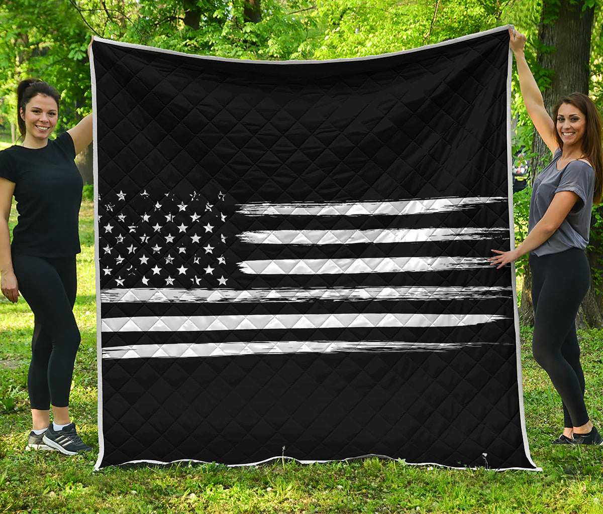 Black And White USA Flag Print Quilt