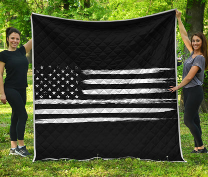 Black And White USA Flag Print Quilt