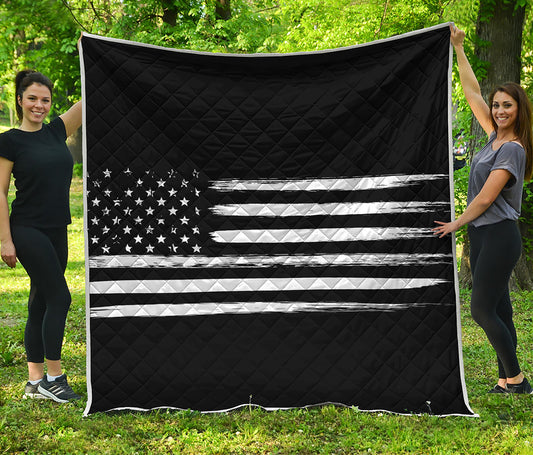 Black And White USA Flag Print Quilt