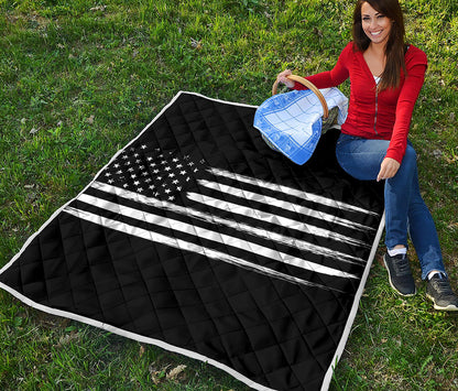 Black And White USA Flag Print Quilt