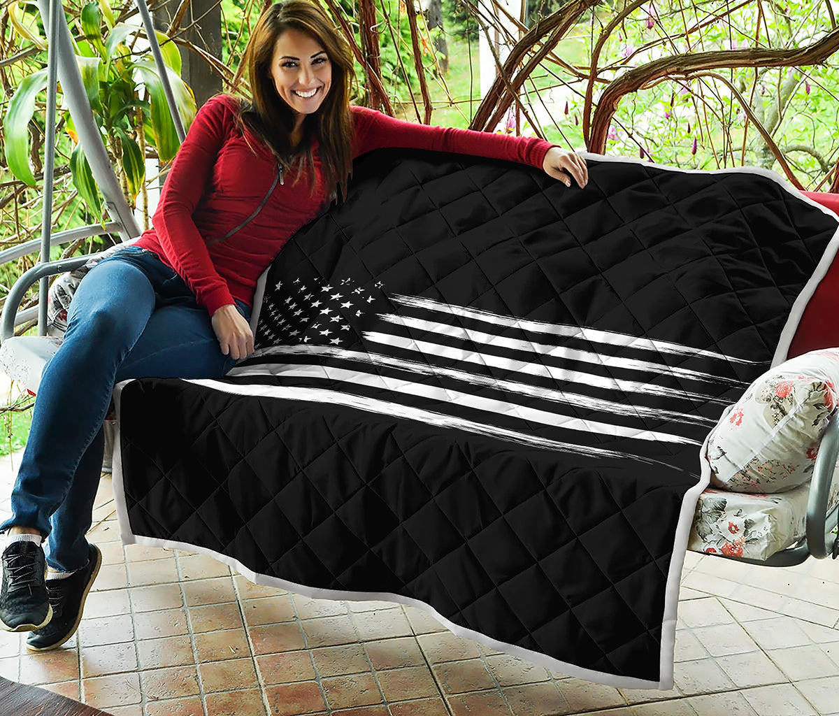 Black And White USA Flag Print Quilt