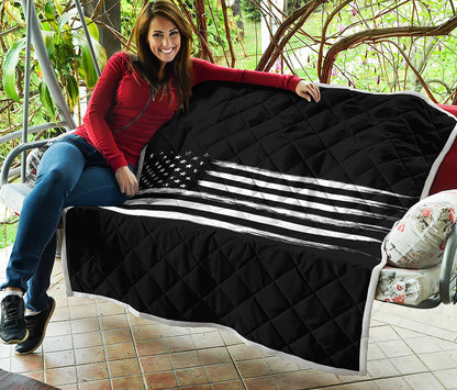 Black And White USA Flag Print Quilt