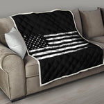 Black And White USA Flag Print Quilt
