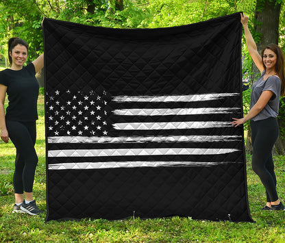 Black And White USA Flag Print Quilt