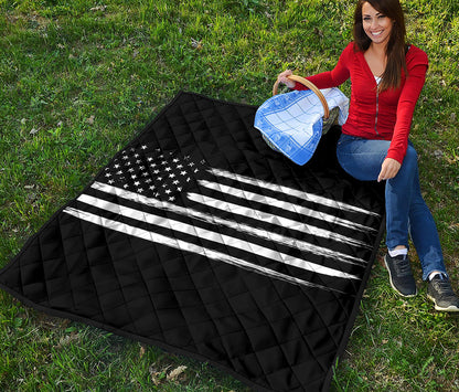 Black And White USA Flag Print Quilt