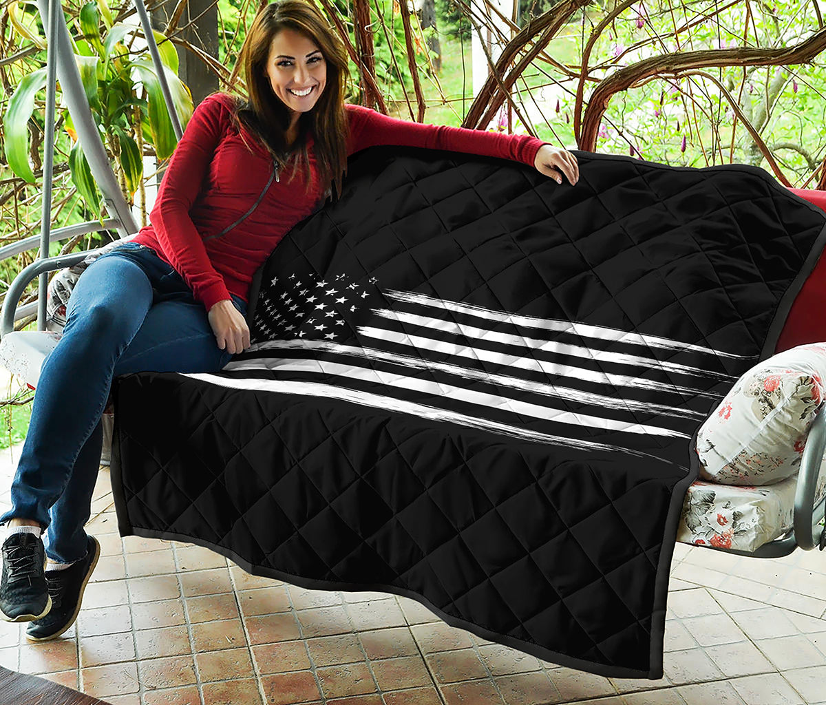 Black And White USA Flag Print Quilt