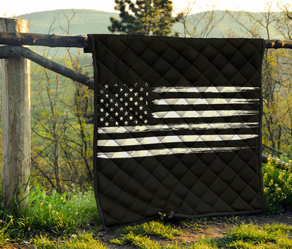 Black And White USA Flag Print Quilt