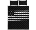 Black And White USA Flag Print Quilt Bed Set