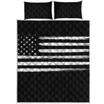 Black And White USA Flag Print Quilt Bed Set