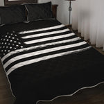Black And White USA Flag Print Quilt Bed Set