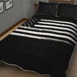Black And White USA Flag Print Quilt Bed Set