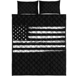 Black And White USA Flag Print Quilt Bed Set