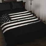Black And White USA Flag Print Quilt Bed Set