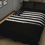 Black And White USA Flag Print Quilt Bed Set