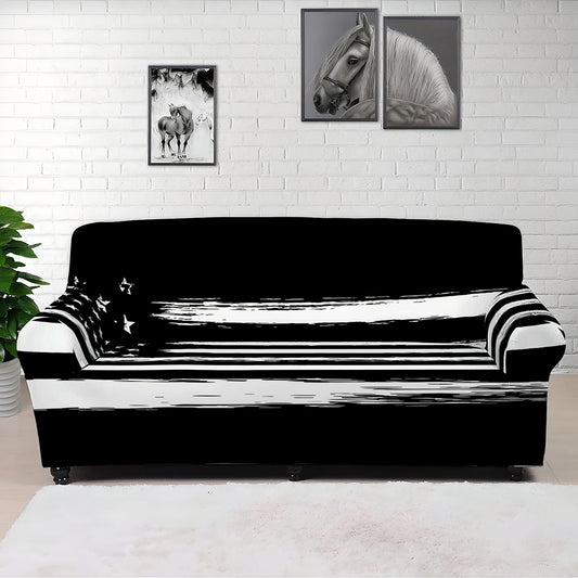 Black And White USA Flag Print Sofa Cover