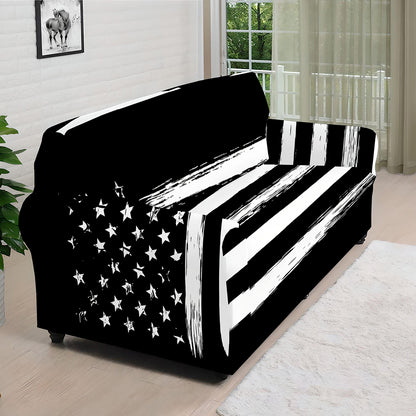 Black And White USA Flag Print Sofa Cover