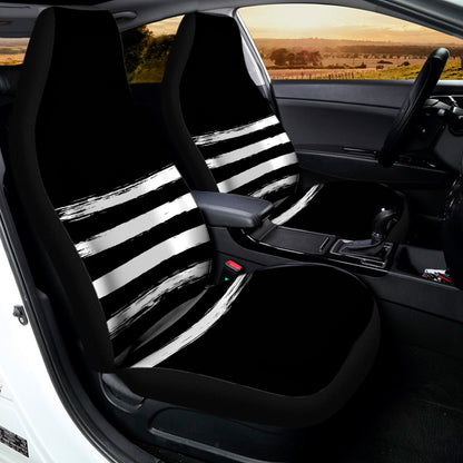 Black And White USA Flag Print Universal Fit Car Seat Covers