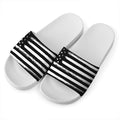 Black And White USA Flag Print White Slide Sandals