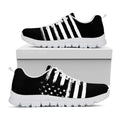 Black And White USA Flag Print White Running Shoes