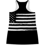 Black And White USA Flag Print Women's Racerback Tank Top