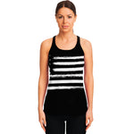 Black And White USA Flag Print Women's Racerback Tank Top