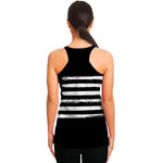 Black And White USA Flag Print Women's Racerback Tank Top