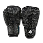 Black And White Video Game Pattern Print Boxing Gloves