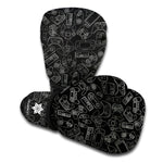Black And White Video Game Pattern Print Boxing Gloves