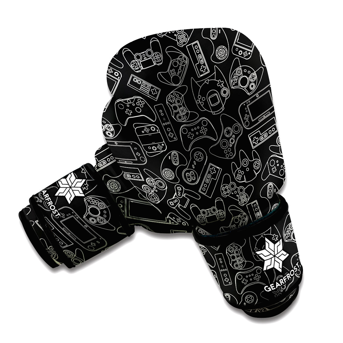 Black And White Video Game Pattern Print Boxing Gloves