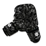 Black And White Video Game Pattern Print Boxing Gloves