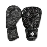 Black And White Video Game Pattern Print Boxing Gloves