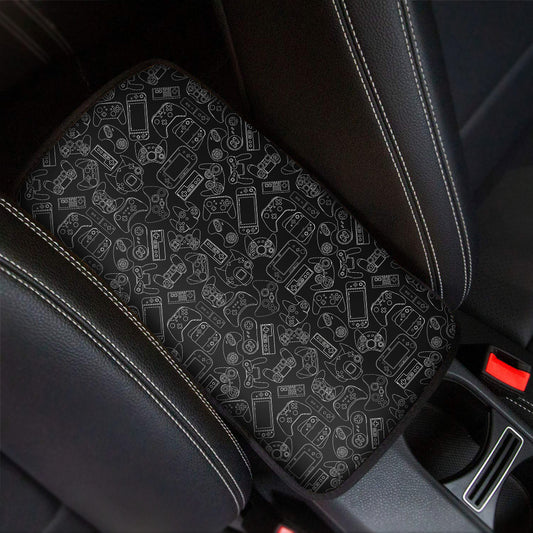 Black And White Video Game Pattern Print Car Center Console Cover