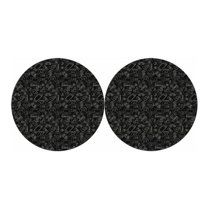 Black And White Video Game Pattern Print Car Coasters