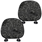 Black And White Video Game Pattern Print Car Headrest Covers