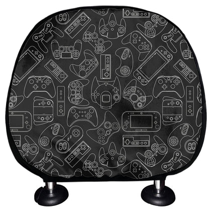 Black And White Video Game Pattern Print Car Headrest Covers