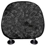Black And White Video Game Pattern Print Car Headrest Covers