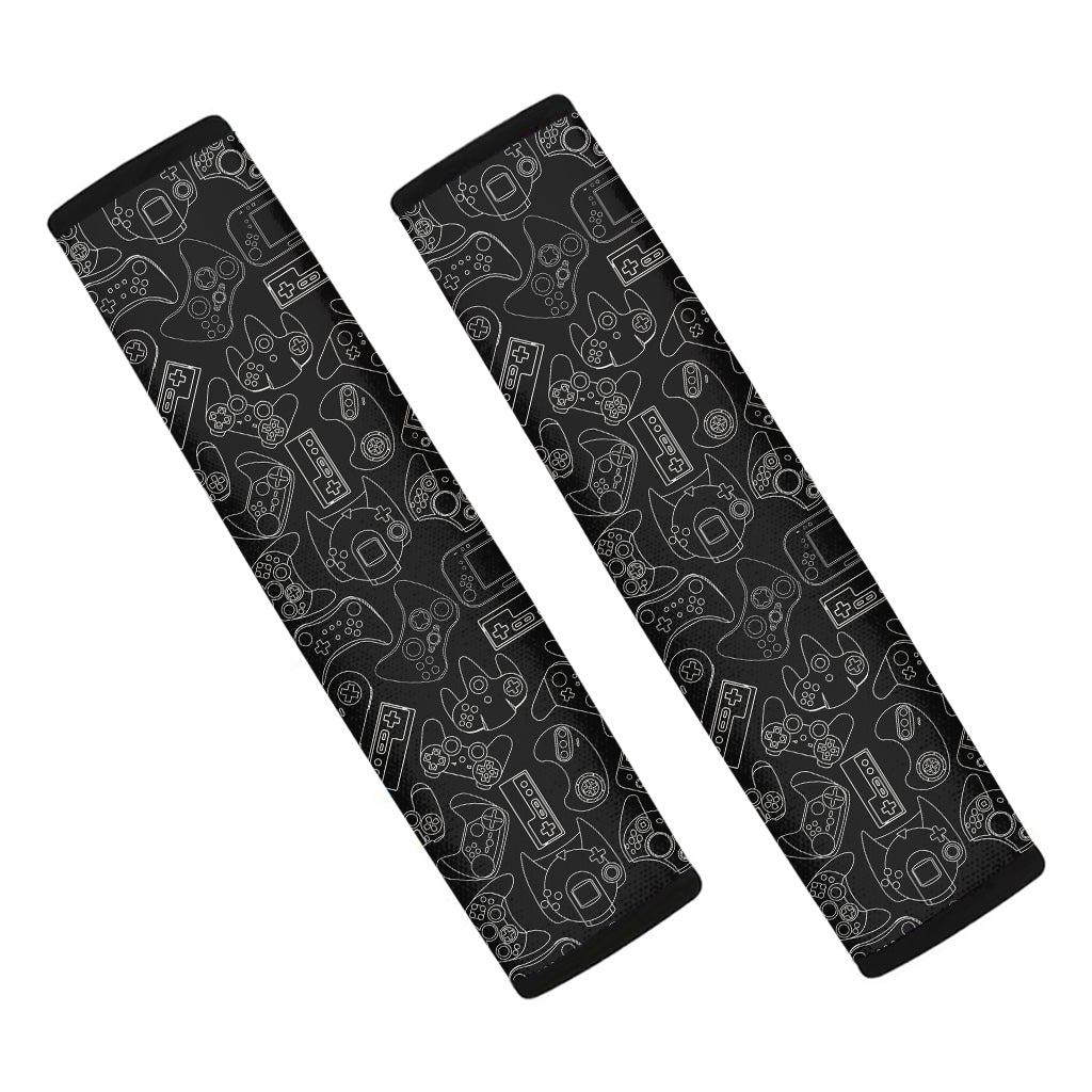 Black And White Video Game Pattern Print Car Seat Belt Covers