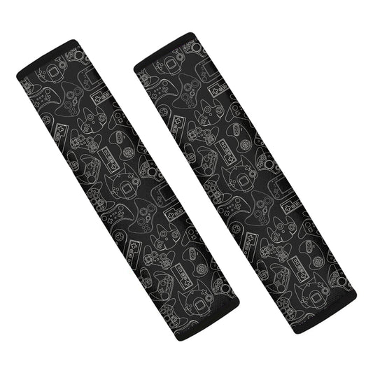 Black And White Video Game Pattern Print Car Seat Belt Covers