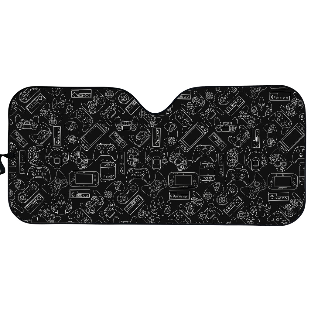 Black And White Video Game Pattern Print Car Sun Shade