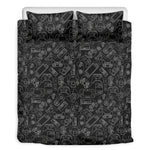 Black And White Video Game Pattern Print Duvet Cover Bedding Set