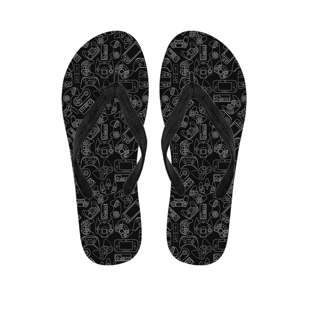 Black And White Video Game Pattern Print Flip Flops
