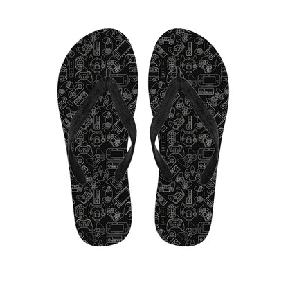 Black And White Video Game Pattern Print Flip Flops