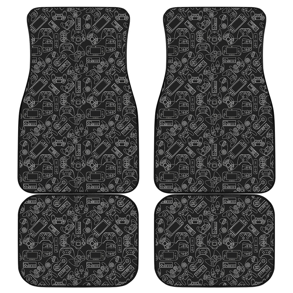 Black And White Video Game Pattern Print Front and Back Car Floor Mats