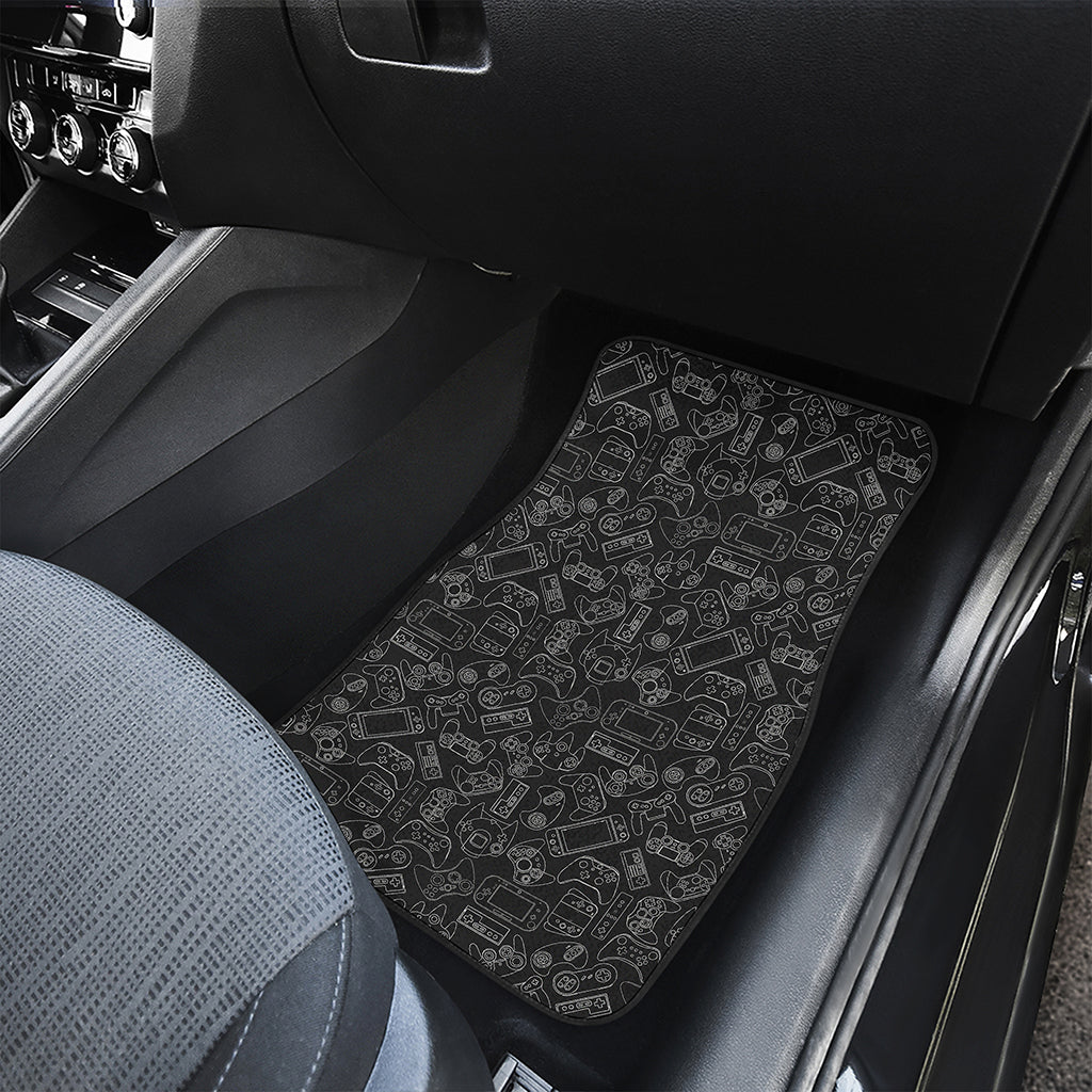 Black And White Video Game Pattern Print Front and Back Car Floor Mats