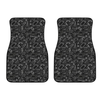 Black And White Video Game Pattern Print Front Car Floor Mats