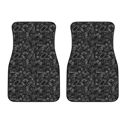 Black And White Video Game Pattern Print Front Car Floor Mats
