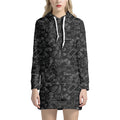 Black And White Video Game Pattern Print Pullover Hoodie Dress